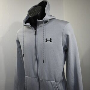 Under Armour Full Zip Fleece Hoodie Mens Medium Gray ColdGear Loose W/ Pockets